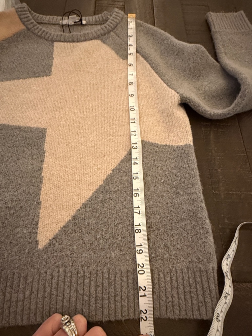 THML Beige Star Intarsia Crewneck Sweater with Gray Base - Picture 5 of 7